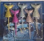 MPS MY PARTY SUPPLIERS® Set of 5 Mermaid Tail Birthday Cake Candles for Under sea Decoration, Mermaid Theme Birthday Items, Cake Topper for Cake Decoration (Mermaid Tail)