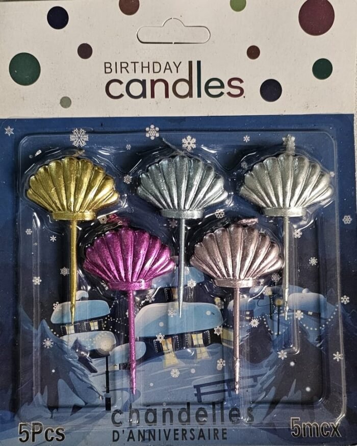 MPS MY PARTY SUPPLIERS® Set of 5 Fancy Birthday Cake Candles for Kids, Candles for Cake Decoration (sea Shell) - Image 2