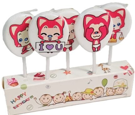 MPS MY PARTY SUPPLIERSĀ® Set of 5 Fancy Birthday Cake Candles for Kids, Candles for Cake Decoration (red)