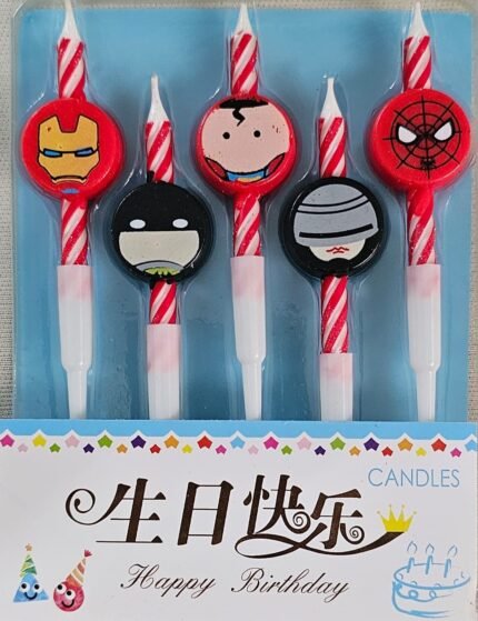 MPS MY PARTY SUPPLIERSĀ® Set of 5 Fancy Birthday Cake Candles for Kids, Candles for Cake Decoration (Super Hero)