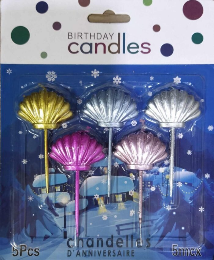 WhatsApp Image 2025-05-31 at 15.35.59 MPS MY PARTY SUPPLIERS® Set of 5 Fancy Birthday Cake Candles for Kids, Candles for Cake Decoration (sea Shell) - Image 1