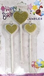 MPS MY PARTY SUPPLIERS® Set of 3 Birthday Cake Candles for Kids, Cake Topper Candles for Kids Birthday Celebration (Golden Heart) - Image 4