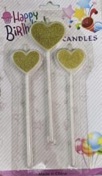MPS MY PARTY SUPPLIERS® Set of 3 Birthday Cake Candles for Kids, Cake Topper Candles for Kids Birthday Celebration (Golden Heart) - Image 5