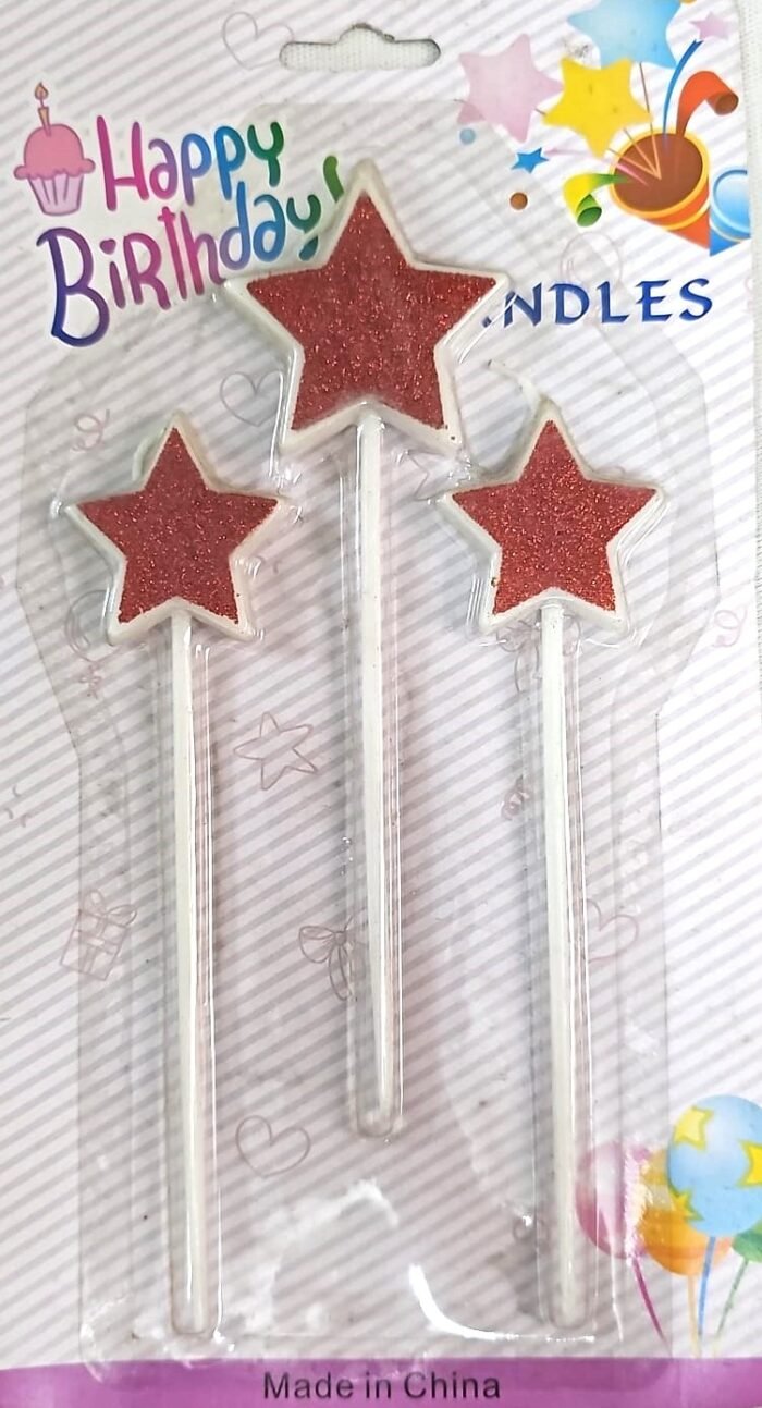 MPS MY PARTY SUPPLIERS® Set of 3 Birthday Cake Candles for Kids, Cake Topper Candles for Kids Birthday Celebration (red Star) - Image 5