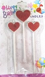 MPS MY PARTY SUPPLIERSĀ® Set of 3 Birthday Cake Candles for Kids, Cake Topper Candles for Kids Birthday Celebration (red Heart) - Image 5