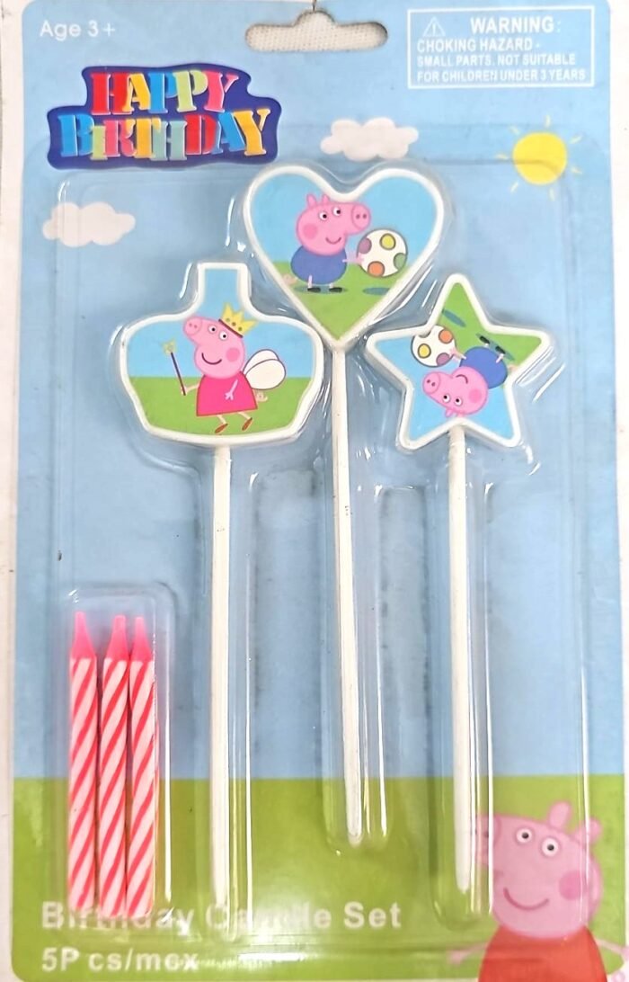 MPS MY PARTY SUPPLIERS® Set of 5 Fancy Birthday Cake Candles for Kids, Candles for Cake Decoration (Peppa Pig) - Image 1