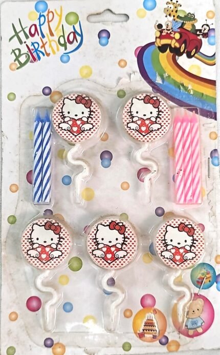 MPS MY PARTY SUPPLIERSĀ® Set of 5 Fancy Birthday Cake Candles for Kids, Candles for Cake Decoration (Hello Kitty)