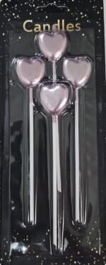 MPS MY PARTY SUPPLIERSĀ® Set of 4 Birthday Candles for Cake Cartoon Candles Set for Gifting & Home use (Pink Heart) - Image 6