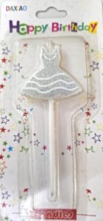 MPS MY PARTY SUPPLIERS® 1pc Birthday Cake Candles for Kids, Cartoon Characters Shaped Candles for Gifting and Home use (Silver Glitter Dress) - Image 2