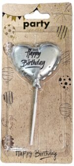 MPS MY PARTY SUPPLIERSĀ® 1pc Birthday Cake Candles for Kids, Cartoon Characters Shaped Candles for Gifting and Home use (Silver Heart)