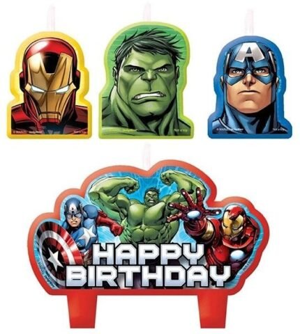 MPS MY PARTY SUPPLIERSĀ® Set of 4 Birthday Candles for Cake Cartoon Candles Set for Gifting & Home use (Superhero)
