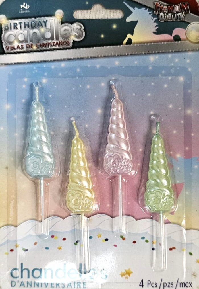 MPS MY PARTY SUPPLIERS® Set of 4 Birthday Candles for Cake Cartoon Candles Set for Gifting & Home use (Unicorn) - Image 1