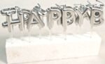 MPS MY PARTY SUPPLIERS® Happy Birthday Candles for Cake Glitter Birthday Candles for Gifting (Silver) - Image 2