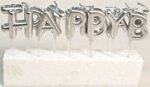 MPS MY PARTY SUPPLIERS® Happy Birthday Candles for Cake Glitter Birthday Candles for Gifting (Silver)