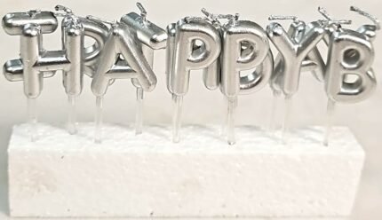 MPS MY PARTY SUPPLIERSĀ® Happy Birthday Candles for Cake Glitter Birthday Candles for Gifting (Silver)