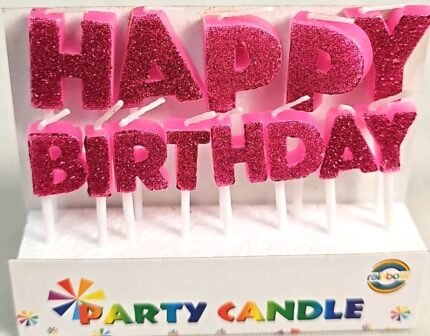 MPS MY PARTY SUPPLIERSĀ® Happy Birthday Candles for Cake Glitter Birthday Candles for Gifting (Pink Glitter)