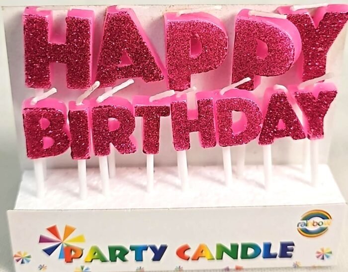 MPS MY PARTY SUPPLIERS® Happy Birthday Candles for Cake Glitter Birthday Candles for Gifting (Pink Glitter) - Image 1