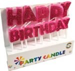 MPS MY PARTY SUPPLIERS® Happy Birthday Candles for Cake Glitter Birthday Candles for Gifting (Pink Glitter) - Image 3
