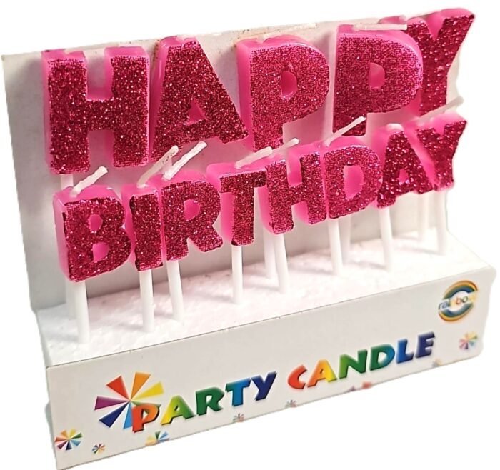 MPS MY PARTY SUPPLIERS® Happy Birthday Candles for Cake Glitter Birthday Candles for Gifting (Pink Glitter) - Image 3
