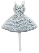 MPS MY PARTY SUPPLIERS® 1pc Birthday Cake Candles for Kids, Cartoon Characters Shaped Candles for Gifting and Home use (Silver Glitter Dress)