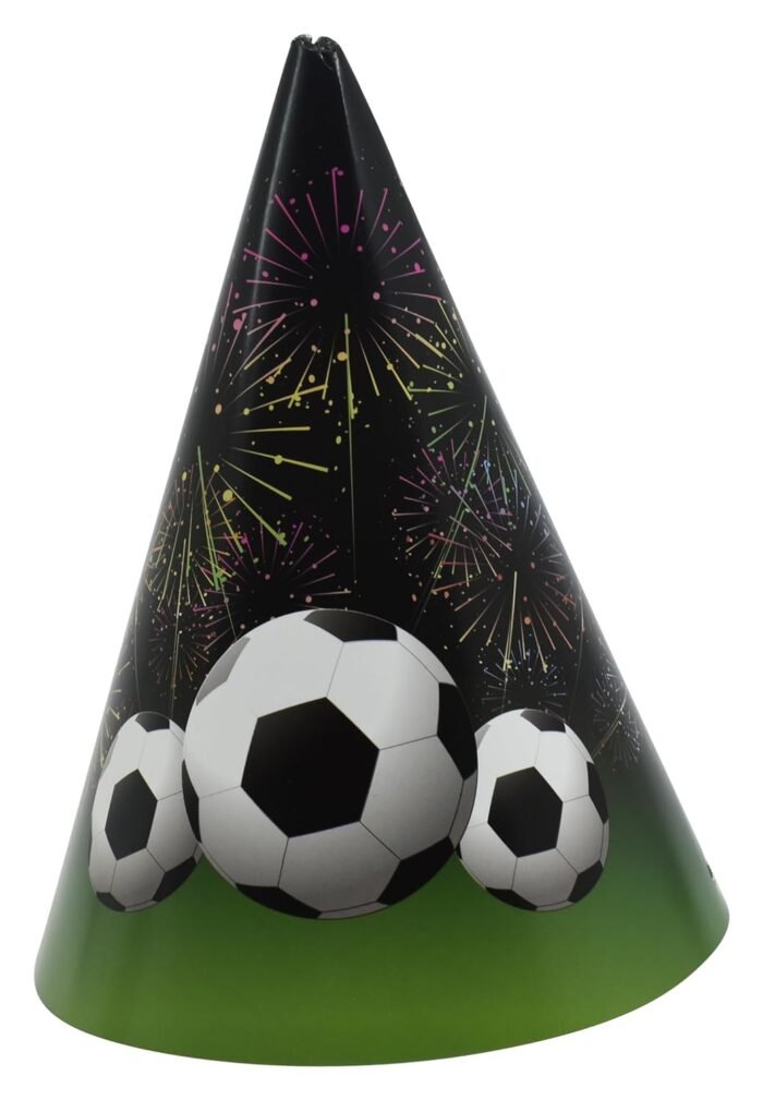 JAGMAG® Football Party Supplies Decorations, Kids Birthday Paper Plates and Glass Birthday Cap Set Disposable Party Dessert Dinnerwares, Soccer Theme, Set of 3 Plate, Glass & Cap - Image 3