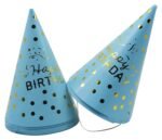 Jagmag® Disposable Party Pack Blue and Gold Party Supplies | 9" Dinner Paper Plates, Birthday Cap, Birthday Glass Blue and Gold Dots Themed Party Supplies Set of 3 Glass, Plate & Cap - Image 4