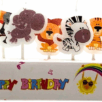 MPS MY PARTY SUPPLIERS® Set of 5 Birthday cake candles for kids, Animal Set of 5 Candles, Jungle theme Candles Cake topper for cake decoration, Cute Birthday Candles for Kids (animals)
