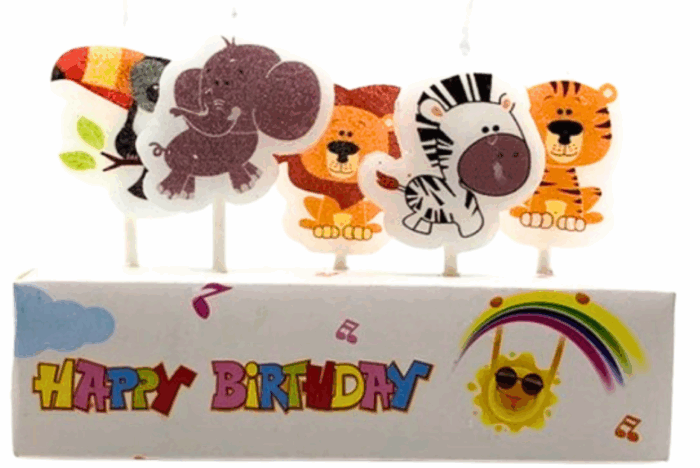 MPS MY PARTY SUPPLIERS® Set of 5 Birthday cake candles for kids, Animal Set of 5 Candles, Jungle theme Candles Cake topper for cake decoration, Cute Birthday Candles for Kids (animals) - Image 1