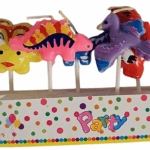 MPS MY PARTY SUPPLIERS® Set of 5 Fancy Birthday Cake Candles for Kids, Candles for Cake Decoration (Dinosaur)