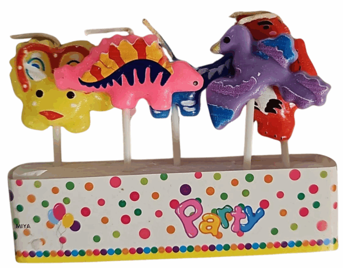 MPS MY PARTY SUPPLIERS® Set of 5 Fancy Birthday Cake Candles for Kids, Candles for Cake Decoration (Dinosaur) - Image 1