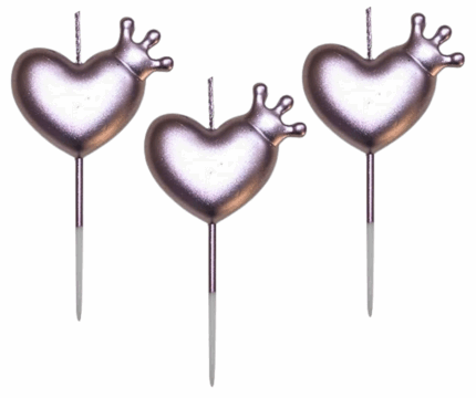 MPS MY PARTY SUPPLIERSĀ® Set of 3 Birthday Cake Candles for Kids, Cake Topper Candles for Kids Birthday Celebration (Heart with Crown)