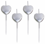 MPS MY PARTY SUPPLIERS® Set of 4 Birthday Candles for Cake Cartoon Candles Set for Gifting & Home use (Silver Heart)