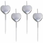 MPS MY PARTY SUPPLIERS® Set of 4 Birthday Candles for Cake Cartoon Candles Set for Gifting & Home use (Silver Heart)
