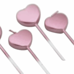 MPS MY PARTY SUPPLIERS® Set of 4 Birthday Candles for Cake Cartoon Candles Set for Gifting & Home use (Pink Heart)