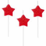 MPS MY PARTY SUPPLIERS® Set of 3 Birthday Cake Candles for Kids, Cake Topper Candles for Kids Birthday Celebration (red Star)