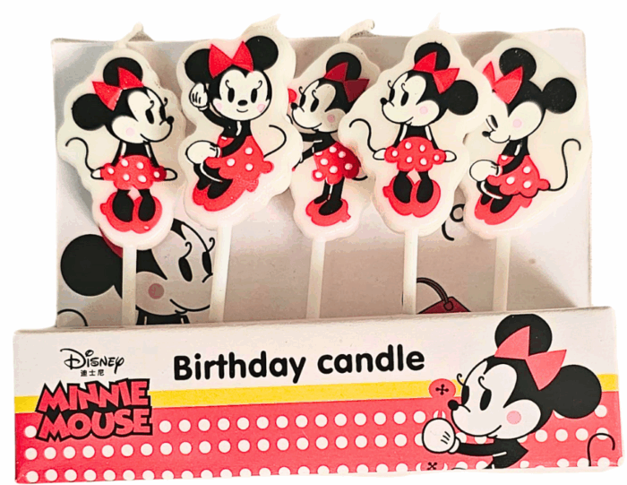 MPS MY PARTY SUPPLIERS® Set of 5 Birthday cake candles for kids, Cake topper for cake decoration (minnie mouse) - Image 1