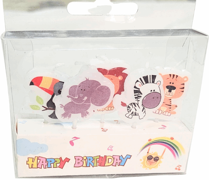 MPS MY PARTY SUPPLIERS® Set of 5 Birthday cake candles for kids, Animal Set of 5 Candles, Jungle theme Candles Cake topper for cake decoration, Cute Birthday Candles for Kids (animals) - Image 3