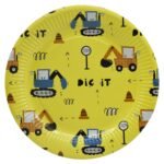 JAGMAG® Construction Theme Party Decorations for Kids, Construction Dump Truck Excavator Crane Forklift Bulldozer Set of 5 Balloons ,Banner and Paper Plates and Glass Birthday Cap for Party Supplies - Image 3