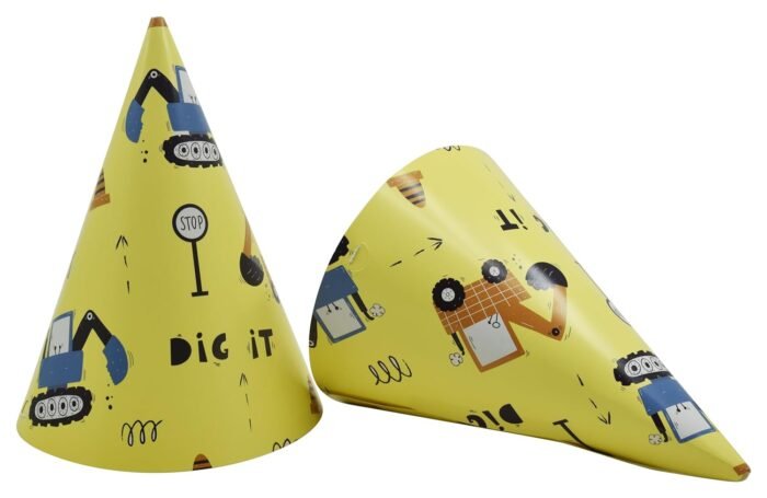 JAGMAG® Construction Theme Party Decorations for Kids, Construction Dump Truck Excavator Crane Forklift Bulldozer Set of 5 Balloons ,Banner and Paper Plates and Glass Birthday Cap for Party Supplies - Image 4