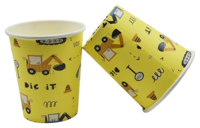 JAGMAG® Construction Theme Party Decorations for Kids, Construction Dump Truck Excavator Crane Forklift Bulldozer Set of 5 Balloons ,Banner and Paper Plates and Glass Birthday Cap for Party Supplies - Image 5