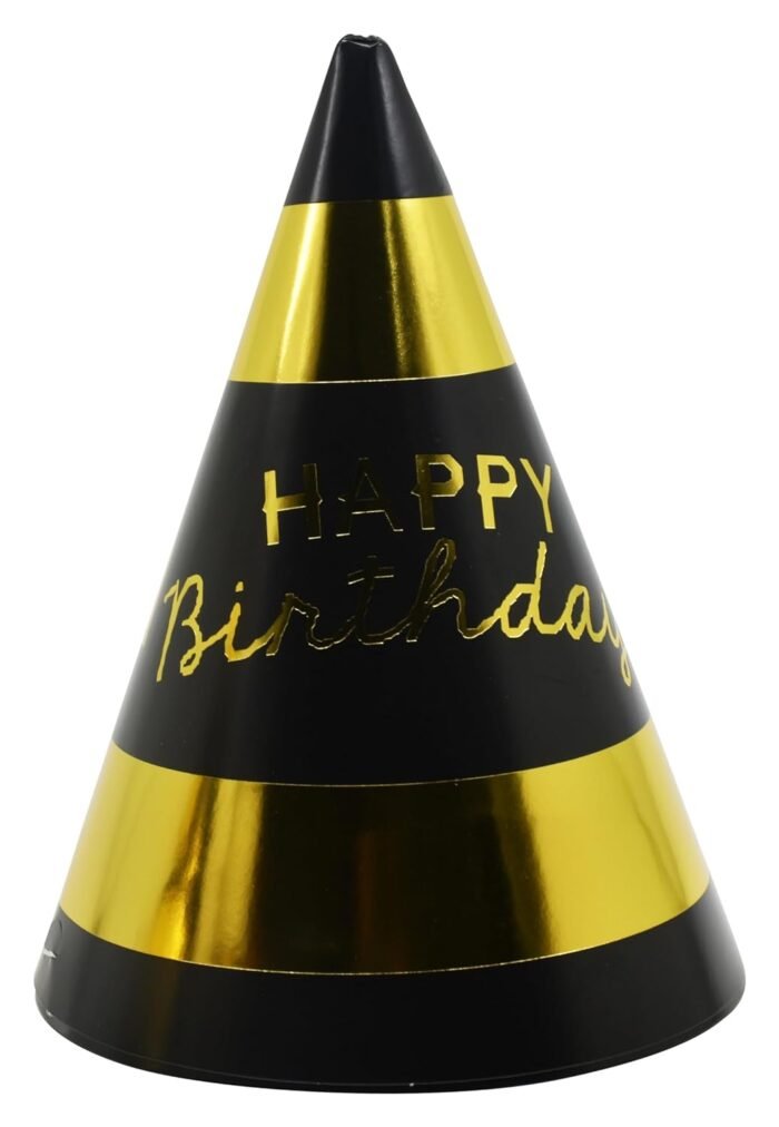 Jagmag® Disposable Party Pack Black and Gold Party Supplies Dinner Paper Plates, Glass, Birthday Cap, Blue and Gold Themed Party Supplies, Black Gold Theme Set of 3 (Glass, Plate, Caps) - Image 2