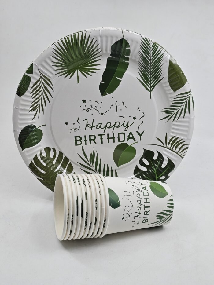 Jagmag® Jungle Theme Birthday Party Supplies, Tropical Leaf Decor Plates Paper Glass for Tropical Theme Birthday Party Decoration for Boys Kids, Animal Theme Party Decoration - Image 3