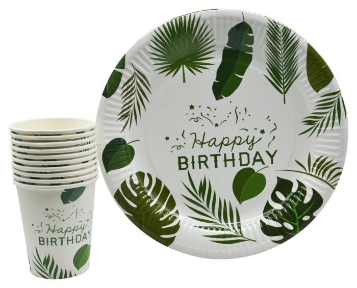 Jagmag® Jungle Theme Birthday Party Supplies, Tropical Leaf Decor Plates Paper Glass for Tropical Theme Birthday Party Decoration for Boys Kids, Animal Theme Party Decoration - Image 4