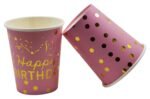 Jagmag® Disposable Party Pack Pink and Gold Party Supplies | 9" Dinner Paper Plates,Paer Glass* Birthday Cap, Birthday, Glass Pink and Gold Dots Themed Party Supplies - Image 3