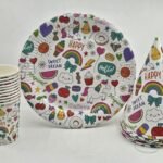 Jagmag® Disposable Unicorn Paper Plates and Glass, Unicorn Cap Unicorn Birthday Party, Unicorn Party Plates, Party Glass Unicorn Baby Shower, Rainbow Unicorn Decorations Set of 3 Plate, Glass & Cap