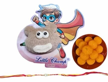 MPS MY PARTY SUPPLIERSĀ® 1pc Brown Teddy bear Rakhi for Brother with random design food magnet gift & one Red-Yellow Thread Cute Soft Teddy Bear Rakhi for Toddlers Little Baby Brothers Raksha Bandhan