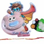 MPS MY PARTY SUPPLIERS® 1pc Pink Teddy bear Rakhi for Brother with random design food magnet gift & one Red-Yellow Thread Cute Soft Teddy Bear Rakhi for Toddlers Little Baby Brothers Raksha Bandhan