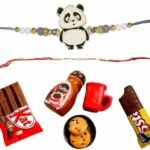 MPS MY PARTY SUPPLIERS® 1pc Cartoon Character Rakhi for Brother with random design food magnet gift & one Red-Yellow Thread Rakhi for Toddlers Little Baby Brothers Raksha Bandhan