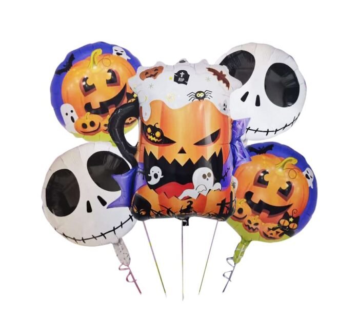 MPS MY PARTY SUPPLIERS® Set of 5 Beer mug shaped horror theme balloons Halloween theme foil balloons decorations Kids halloween party supplies Balloon decoration for hallo ween event - Image 1