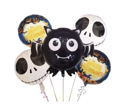 Set of 5 Black spider halloween balloons Halloween theme foil balloons decorations Kids halloween party supplies Balloon decoration for hallo ween event